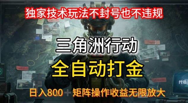 三角洲最新全自动G机，独家技术玩法，不封号也不违规， 日入8张+可矩阵操作，收益无限放大【揭秘】-第一资源网