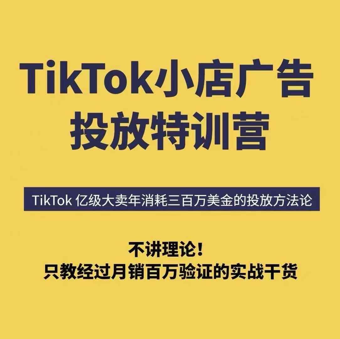 TikTok小店广告投放特训营，6天破局计划专治各种“投不动”，教你经过月销百万验证的实战干货-第一资源网