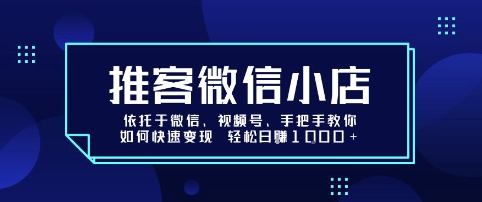 推客微信小店依托于微信、视频号，手把手教你如何快速变现 轻松日入1k+【揭秘】-第一资源网