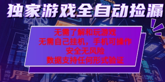 游戏全自动捡漏项目，最新独家玩法，每天操作几十分钟，无任何难度，当天见收益【揭秘】-第一资源网