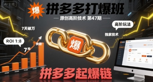 拼多多打爆班原创高阶技术第47期，拼多多起爆链-第一资源网