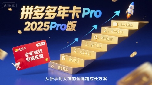 拼多多年卡2025Pro版，五大板块从认知到基础、从推广到活动、从活动到玩法-第一资源网