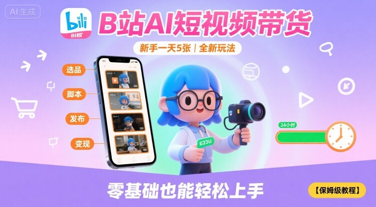 B站AI短视频带货，新手一天5张，全新玩法【保姆级教程】-第一资源网