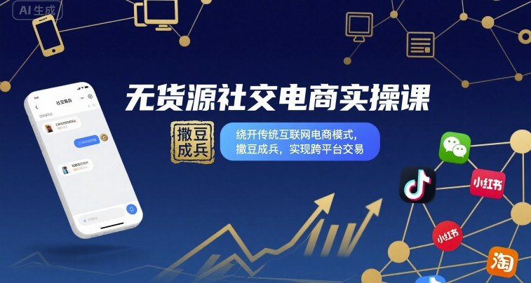 无货源社交电商实操课，绕开传统互联网电商模式，撒豆成兵，实现跨平台交易-第一资源网