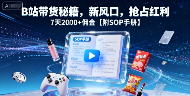 B站带货秘籍，新风口，抢占红利，7天2k+佣金【附SOP手册】-第一资源网