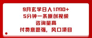 9月玄学日入1k+玩法,5分钟一条原创视频,咨询量高,付费意愿强,风口项目-第一资源网