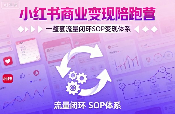 小红书商业变现陪跑营，轻IP矩阵 私域获客 聚光投流，一整套流量闭环SOP变现体系-第一资源网