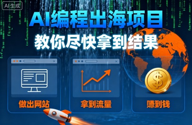AI编程出海项目，教你尽快拿到结果-做出网站、拿到流量、賺到钱-第一资源网