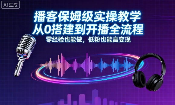 播客保姆级实操教学，从0搭建到开播全流程，零经验也能做，低粉也能高变现-第一资源网