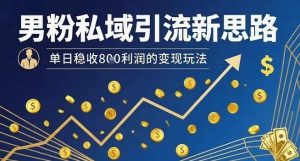 男粉私域引流新思路,单日稳收8张利润的变现玩法-第一资源网