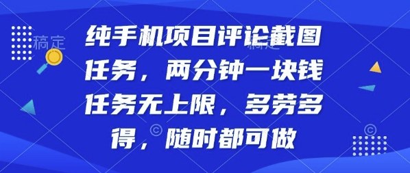 纯手机项目评论截图任务，两分钟一块钱多劳多得，随时随地都能做【揭秘】-第一资源网