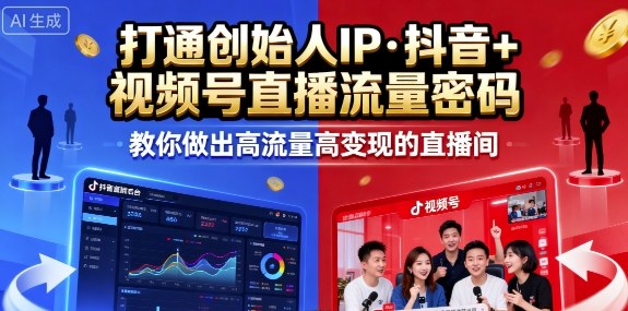 25年直播9-10两期线下课，打通创始人IP，抖音+视频号直播流量密码，教你做出高流量高变现的直播间-第一资源网