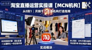 淘宝直播运营实操课【MCN机构】,从0到1做一家月销千W的直播机构-第一资源网