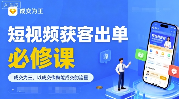 短视频获客出单必修课，成交为王，以成交为导向，直接做能成交的流量-第一资源网
