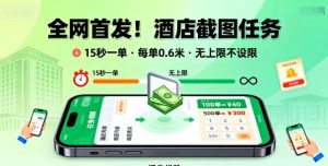 全网首发!酒店截图任务,15秒一单,每单0.6米,任务无上限不设限,矩阵操作单日3张到手【揭秘】-第一资源网