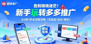 告别烧钱迷茫！新手玩转多多推广：从0到1的全流程攻略（含选品/出价/避坑）-第一资源网