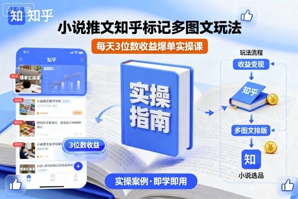 小说推文知乎标记多图文玩法，每天3位数收益爆单实操课-第一资源网