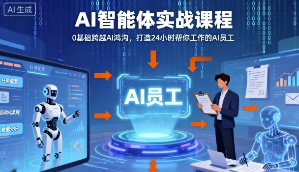 Ai智能体实战课程，0基础跨越Ai鸿沟，打造24小时帮你工作的Ai员工，打破常规，以实战定义Ai-第一资源网