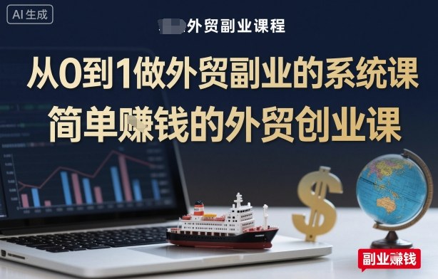 从0到1做外贸副业的系统课，简单賺钱的外贸创业课-第一资源网