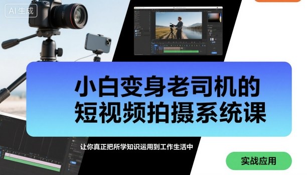 小白变身老司机的短视频拍摄系统课，让你真正把所学知识运用到工作生活中-第一资源网