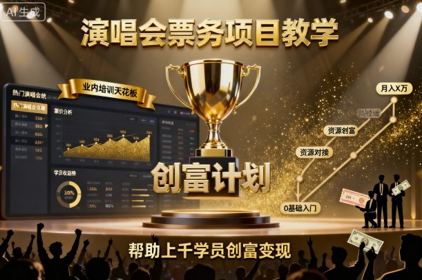 演唱会票务项目教学，业内培训天花板，帮助上千学员创富变现-第一资源网
