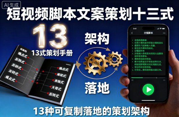 短视频脚本文案策划十三式，13种可复制落地的策划架构-第一资源网