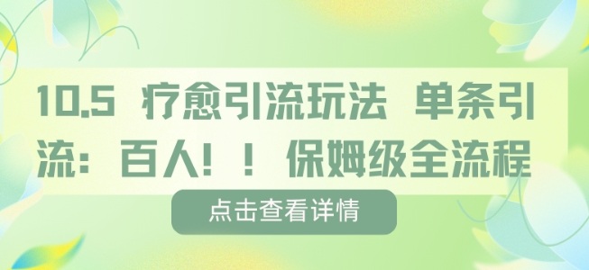 疗愈引流玩法，单条引流百人，保姆级全流程-第一资源网