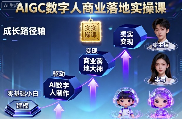 AIGC数字人商业落地实操课，从零基础小白到AI数字人大神-第一资源网